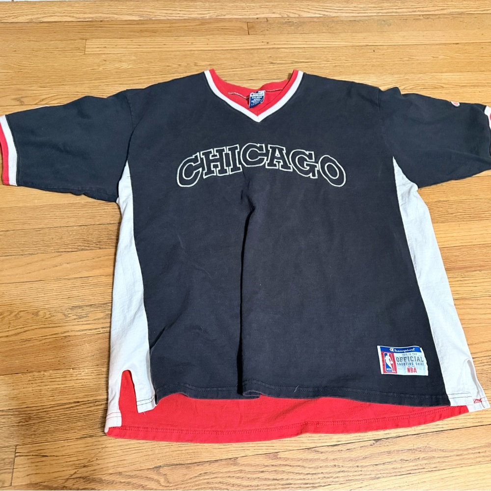 Vintage 90s Chicago Bulls Basketball Warm Up Shooting Shirt Champion XXL